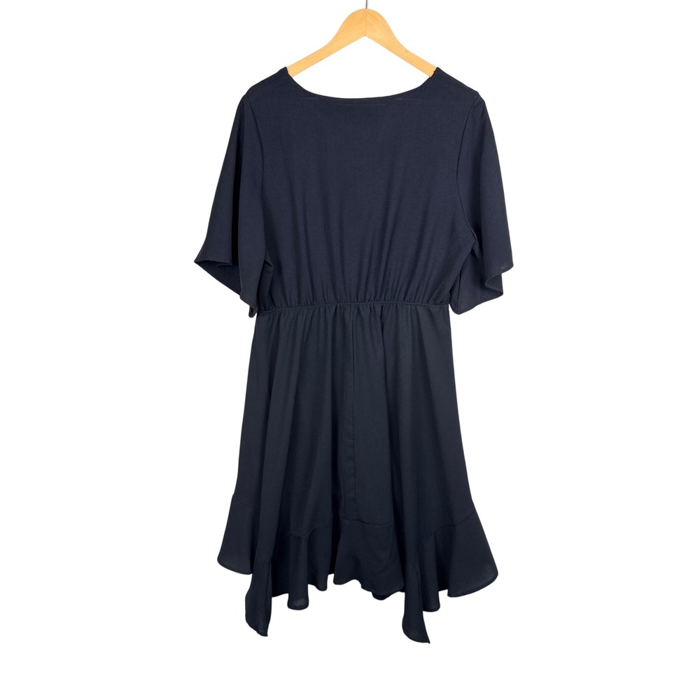 Womens Flutter Sleeve Ruffle Hem Dress XL Goth Witchy Minimalist Asymmetric - Picture 2 of 8